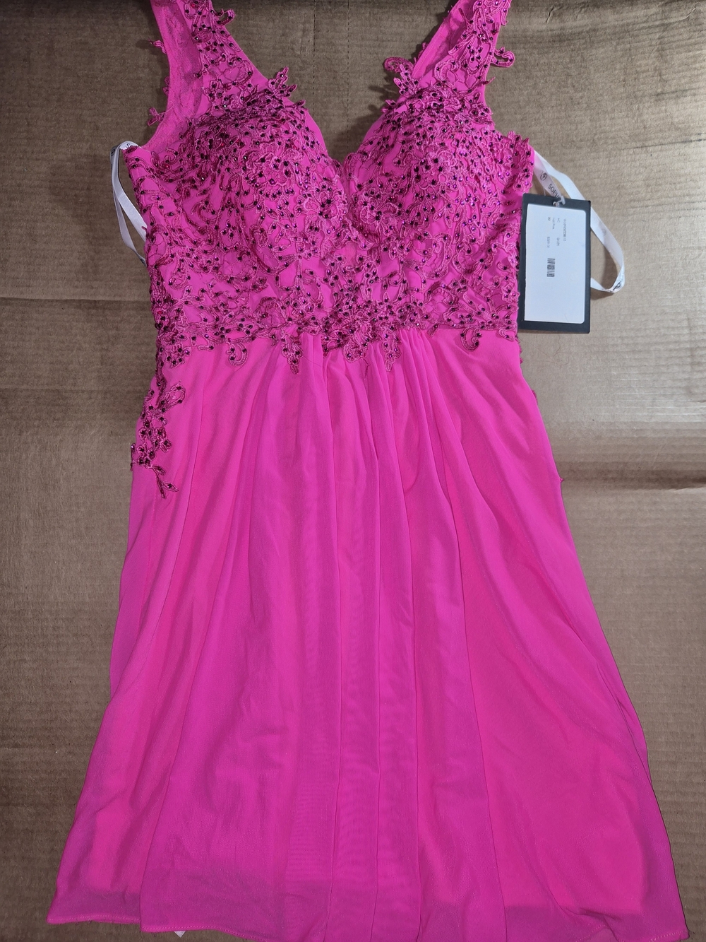 Girls Hot Pink Embellished Chiffon Dress
